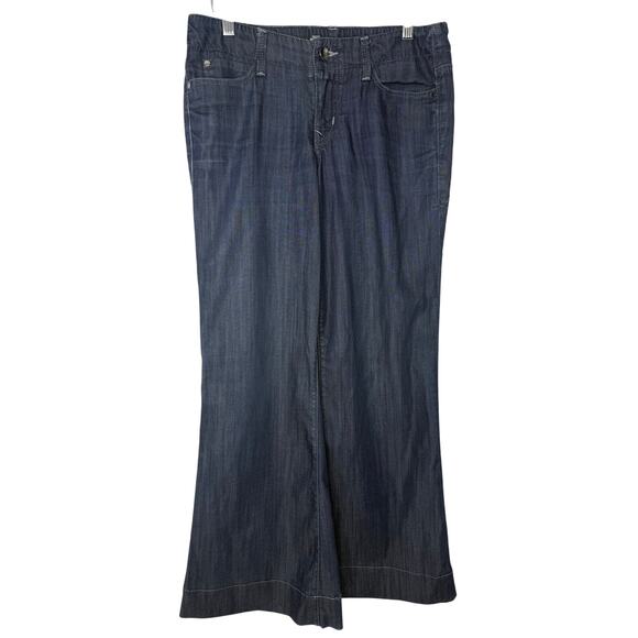 Level 99 Anthropologie Wide Leg Jeans Women 28 Dark Wash Lyocell Blend Y2K - Picture 1 of 11